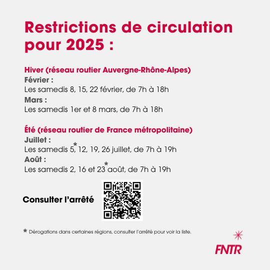 Restrictions de circulation pour 2025